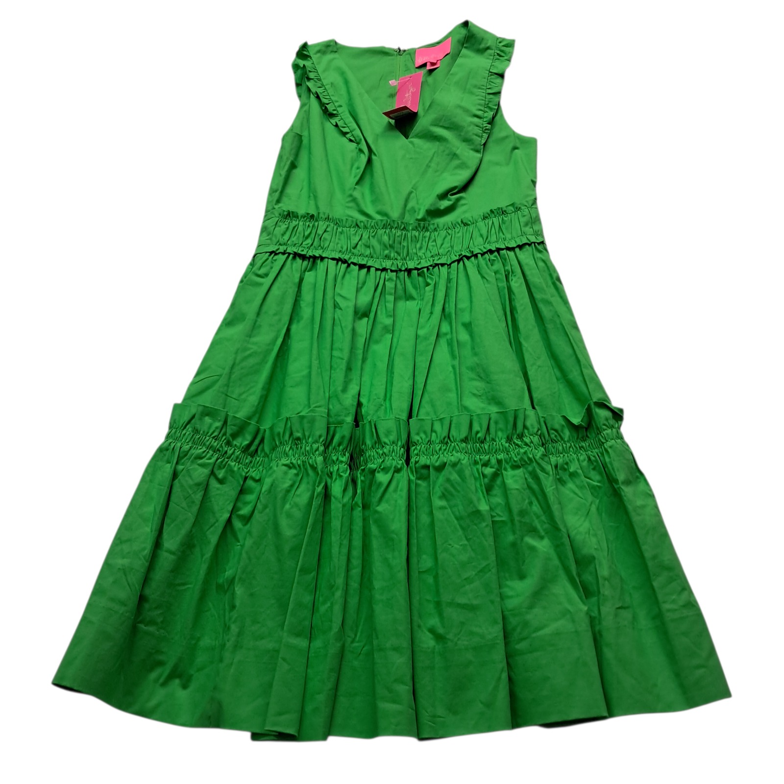 Nwt Lilly Pulitzer Celiana Stretch Dress Women's 0 Sprout Green Ruffle Pockets